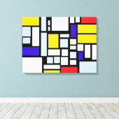 1次色の正方形と長方形の壁のアート キャンバスプリント (インサイチュ (ウッドフロア))