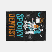 1歯科不気味歯怖い歯科ハロウィーンのスケルトン フリースブランケット (正面(横))