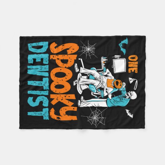 1歯科不気味歯怖い歯科ハロウィーンのスケルトン フリースブランケット (正面(横))