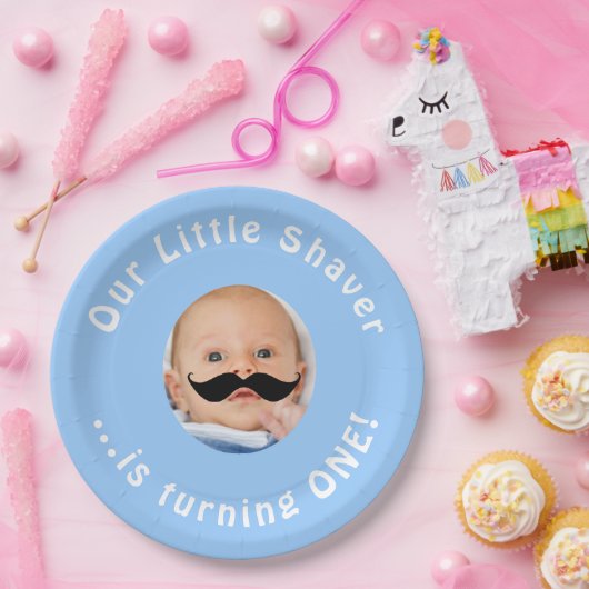 1歳おもしろいの誕生日パーティー少年リトルシェーバー写真 ペーパープレート (パーティー)