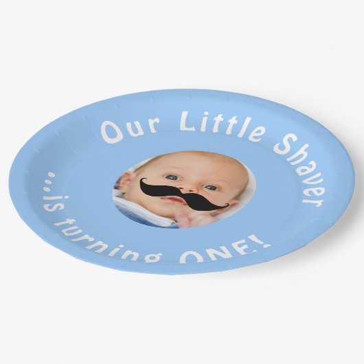 1歳おもしろいの誕生日パーティー少年リトルシェーバー写真 ペーパープレート (アングル)