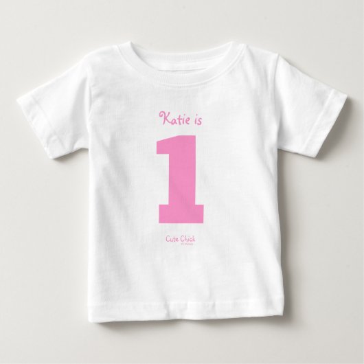 1歳おもしろい歳のベビーガール1歳の誕生日パーティー ベビーTシャツ (正面)