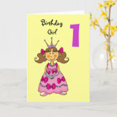 1歳のお姫様 カード (黄色い花)