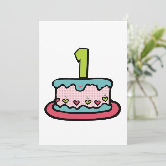 1歳のお誕生日ケーキ カード (スタンド正面)