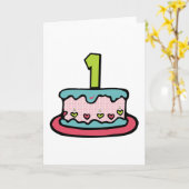 1歳のお誕生日ケーキ カード (黄色い花)