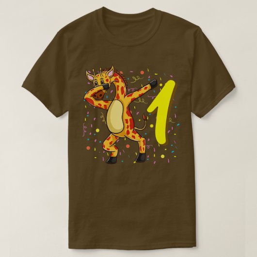 1歳のキリン誕生日 Tシャツ (デザイン正面)