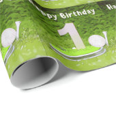 1歳のゴルフ少年ゴルファーのためのゴルフの第1の誕生日 ラッピングペーパー (ロールコーナー)