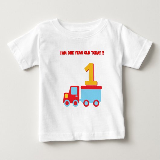 1歳のシャツハッピーバースデー ベビーTシャツ (正面)