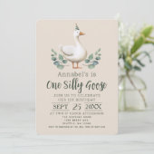 1歳のシリ―なガチョウのお誕生日　ラスティック・ウォーターカラー 招待状 (スタンド正面)