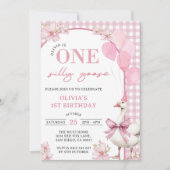 1歳のシリ―なガチョウの誕生日パーティー招待状 招待状 (正面)