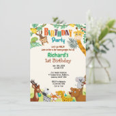 1歳のジャングルパーティー招待状 招待状 (スタンド正面)