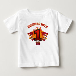 1歳のドラゴン誕生日Tシャツを着て咆哮しよう ベビーTシャツ