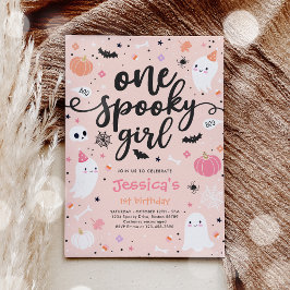1歳のハロウィーンのかわいい幽霊 誕生日 招待状