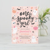 1歳のハロウィーンのかわいい幽霊 誕生日 招待状 (スタンド正面)