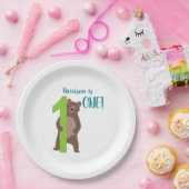 1歳のバースデーモダンタミニマル・ブラウン・ベア ペーパープレート (パーティー)