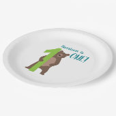 1歳のバースデーモダンタミニマル・ブラウン・ベア ペーパープレート (アングル)