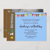 1歳のパーティの招待状子供へ 招待状 (正面/裏面)