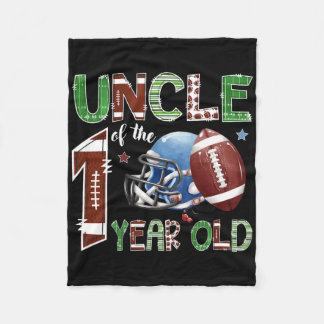 1歳のフットボールおじ Uncle 1年目ダウン フリースブランケット