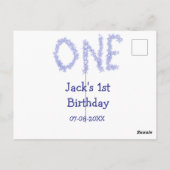 1歳のブルーのグリッターの男の子の現代的な誕生日 ポストカード (裏面)