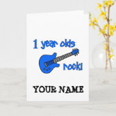 1歳のロック!ベビーパーソナライズされた1歳の誕生日 カード (黄色い花)