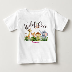 1歳のワイルドチャイルド 1歳の誕生日 ベビーTシャツ