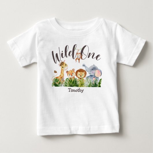 1歳のワイルドチャイルド 1歳の誕生日 ベビーTシャツ (正面)