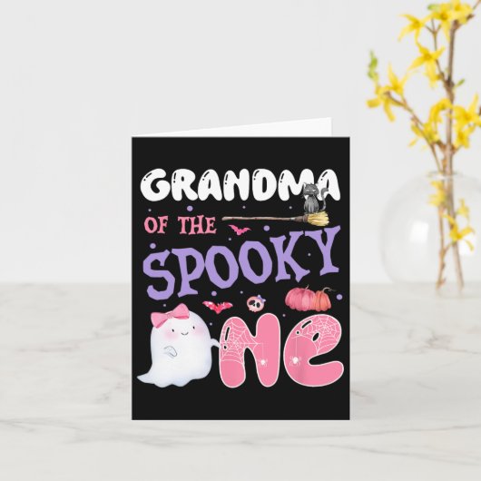 1歳の不気味誕生日ハロウィーンPのおばあちゃん カード (黄色い花)