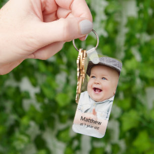 1歳の写真メモリ最初の誕生日のお土産 キーホルダー