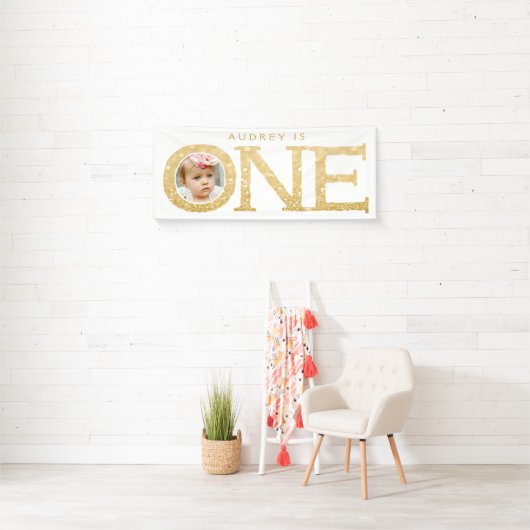 1歳の写真1歳の誕生日パーティーバナー 横断幕 (インサイチュ)