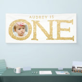 1歳の写真1歳の誕生日パーティーバナー 横断幕 (トレードショー)