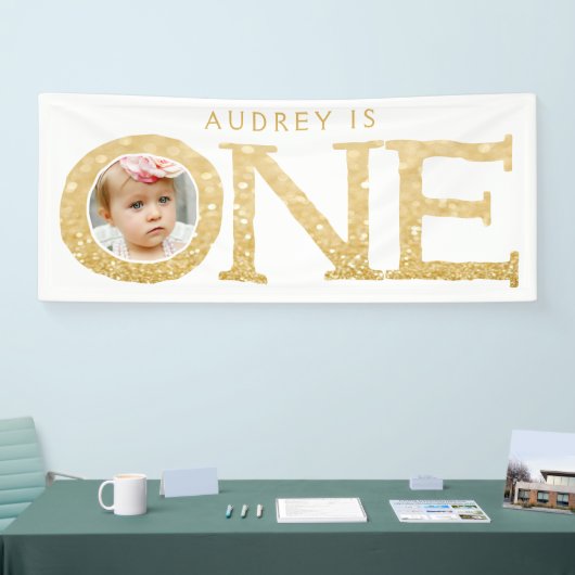 1歳の写真1歳の誕生日パーティーバナー 横断幕 (トレードショー)