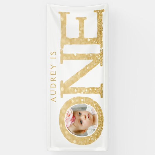 1歳の写真1歳の誕生日パーティーバナー 横断幕 (縦)