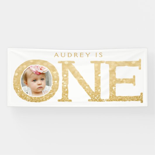 1歳の写真1歳の誕生日パーティーバナー 横断幕 (横)