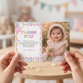 1歳の女の子の誕生日お祝いカード 招待状