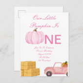 1歳の女の子の誕生日の招待状 案内ポストカード (正面/裏面)