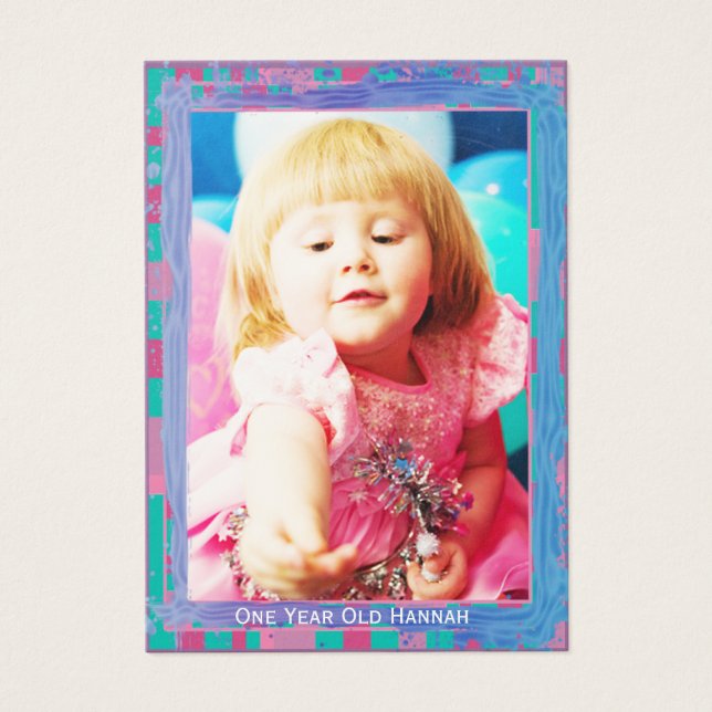1歳の女の子の誕生日フォトカード (正面)