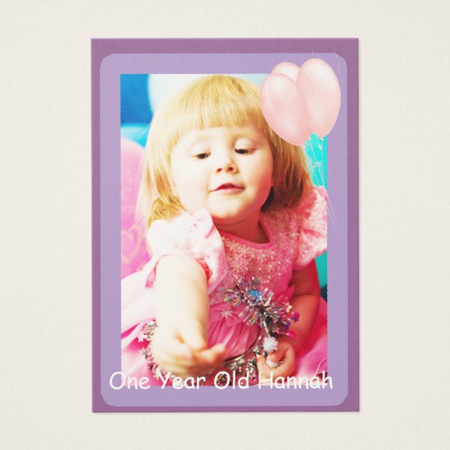 1歳の女の子の誕生日フォトカード (正面)