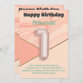 1歳の女の子ハッピーバースデーカード (正面/裏面)