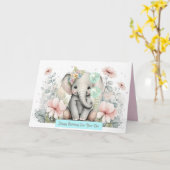 1歳の子どもの象誕生日カード カード (黄色い花)