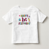 1歳の子供B日のための幸せな1番目の誕生日 トドラーTシャツ (正面)