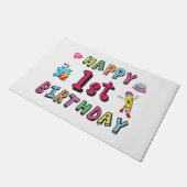 1歳の子供B日のための幸せな1番目の誕生日 ドアマット (アングル)