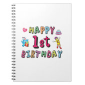 1歳の子供B日のための幸せな1番目の誕生日 ノートブック (正面)