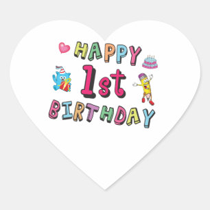 1歳の子供B日のための幸せな1番目の誕生日 ハートシール