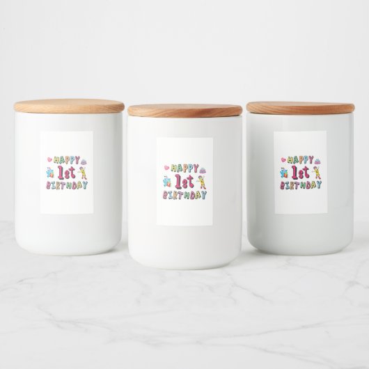 1歳の子供B日のための幸せな1番目の誕生日 フードラベル (ボトル)