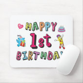 1歳の子供B日のための幸せな1番目の誕生日 マウスパッド (マウス)