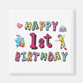 1歳の子供B日のための幸せな1番目の誕生日 マグネット (正面)