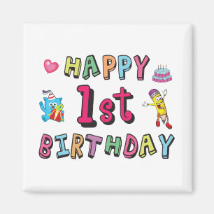 1歳の子供B日のための幸せな1番目の誕生日 マグネット