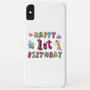 1歳の子供B日のための幸せな1番目の誕生日 iPhone XS MAXケース