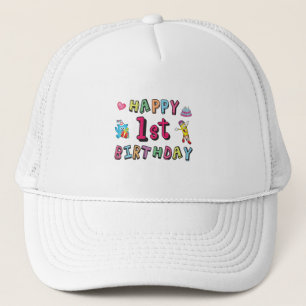 1歳の子供B日の願いのための幸せな1番目の誕生日 キャップ