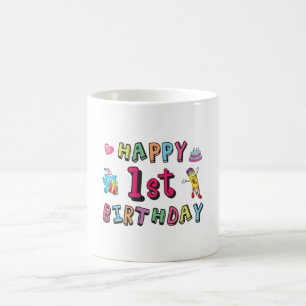 1歳の子供B日の願いのための幸せな1番目の誕生日 コーヒーマグカップ